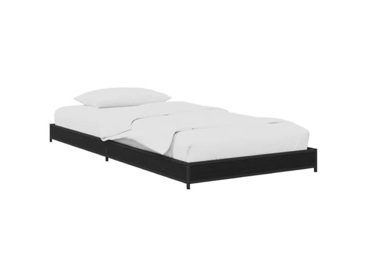 PUGYNBK Bettgestell Eiche Schwarz, 80 x 200 cm, technisches Holz Fester Lattenrost, Stahlbeine, fester Stand, modernes Design