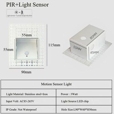 Uplifted Goods Embedded LED Step Light With Motion Detection 115mm Sensor Light warm White 3000k