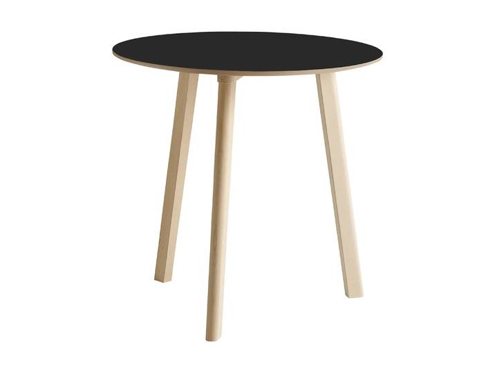 HAY CPH220 Deux 2.0 Tisch Ø75 cm Black laminate-untreated beech