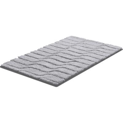 Badematte GRUND "Vogue" Gr. 4, grau, H:24mm, Baumwolle, Badematten, Badematte, dichter Flor, Hoch-Tief-Effekt, Wellen-Design