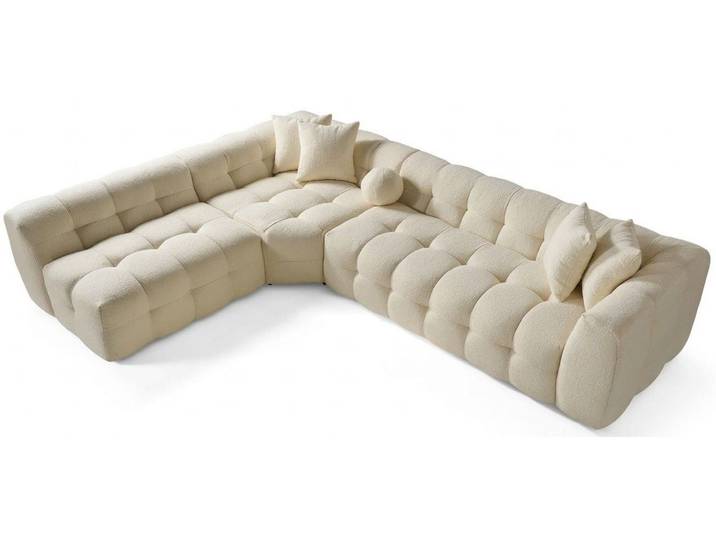 Xlmoebel Ecksofa Ecksofa L Form Beige Modern Wohnzimmer geräumig komfortabel, 3 Teile