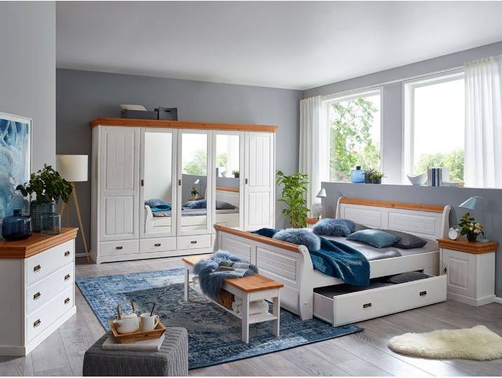 Schlafzimmer 'Mailand-Honig' Kiefer weiß SZ-0132