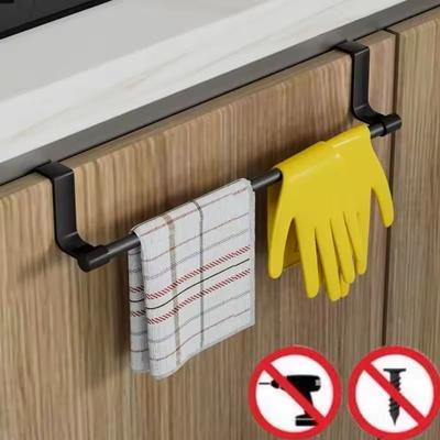 Uplift Treasures Wall Mounted Kitchen Towel Rack No Drill Space Saving Dishcloth Holder black 9.1 In)
