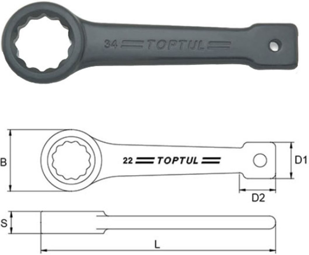 Toptul Chiave combinata 55 mm, Lunghezza: 255mm
