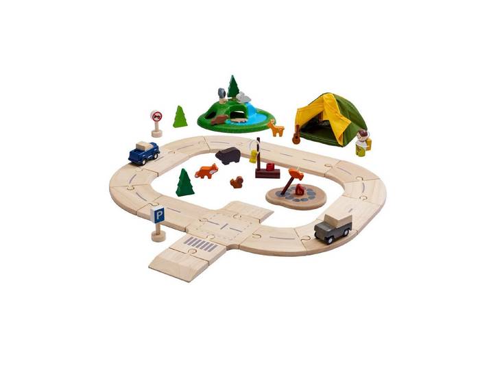 Plantoys Spielzeug-Zug PlanToys- Dschungel-EntdeckerStraßenset - ab 3 Jahre, (Komplettset, 47-tlg)