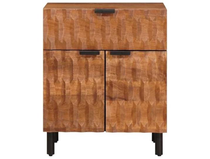 KTHLBRH Nachttisch mit Schublade, braun, 50 x 33 x 60 cm Massives Mangoholz, kompaktes Design, einfache Wartung, ideal für kleine Räume