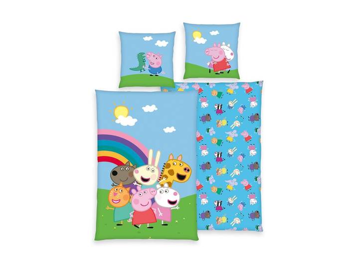 Kinderbettwäsche HERDING Peppa Pig 160 x 210 cm , bunt (mehrfarbig), Renforcé (Bio-Baumwolle), B/L:, Renforcé (Bio-Baumwolle), Obermaterial: 100% Baumwolle, Bettwäsche, Kinderbettwäsche