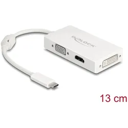 DELOCK Adapter USB-C > VGA/HDMI/DVI St/Bu weiß