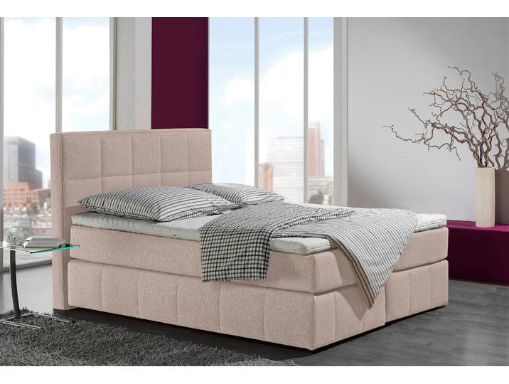 Boxspringbett, Beige, 152x215 cm, Strukturstoff, Mit Feiner Steppung, Modern, Inosign