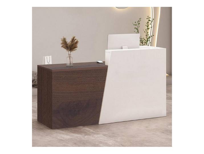 LuxusKollektion Empfangstheke Empfangstheke Kassentisch 140×42×100cm White + Dark Brown Right (1-St)