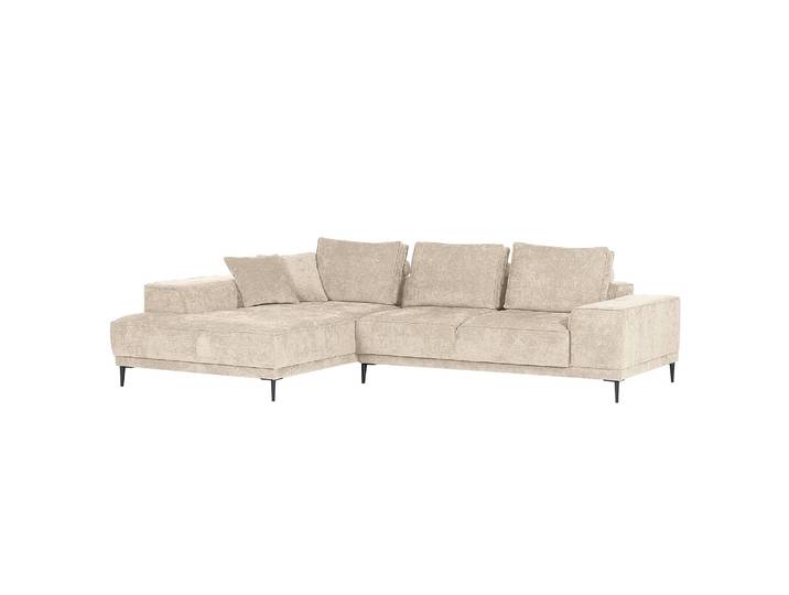 Ecksofa Sonega Beige Flachgewebe Flaka 302 x 63 x 203cm Ottomane davorstehend links Modern