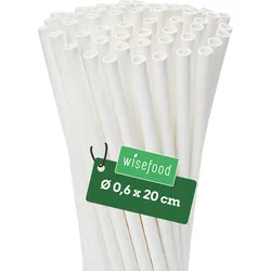 Papier-Strohhalm, weiß, Ø 0,6 x 20 cm: 3600 (1 Karton)
