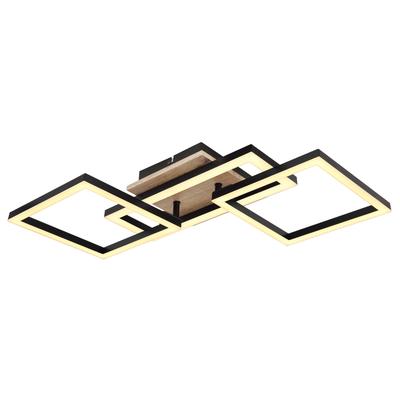GLOBO LIGHTING LED Deckenleuchte "BOSSY", schwarz, Leuchten, Deckenlampe/Wohnzimmer/Schlafzimmer/modern/Holz, LED Deckenleuchte