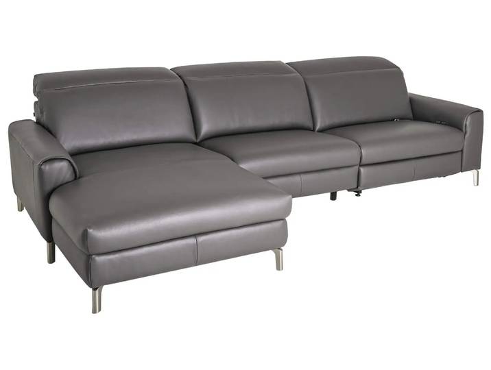Ecksofa Valeria Rom / Farbe: Carbon / Bezugsmaterial: Leder
