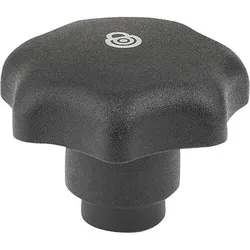 STERNGRIFF MIT SICHERHEITSFUNKTION GR.1 D=M05 D1=32, THERMOPLAST SCHWARZ RAL9005, KOMP:STAHL