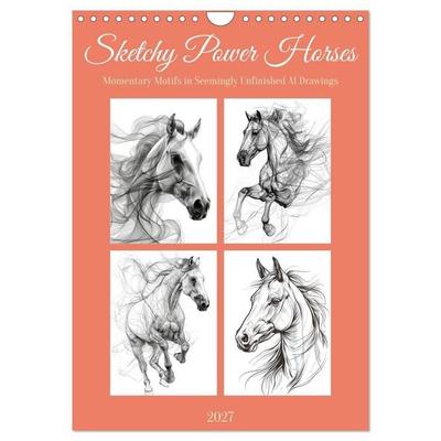 Sketchy Power Horses (Wall Calendar 2027 DIN A4 portrait), CALVENDO 12 Month Wall Calendar