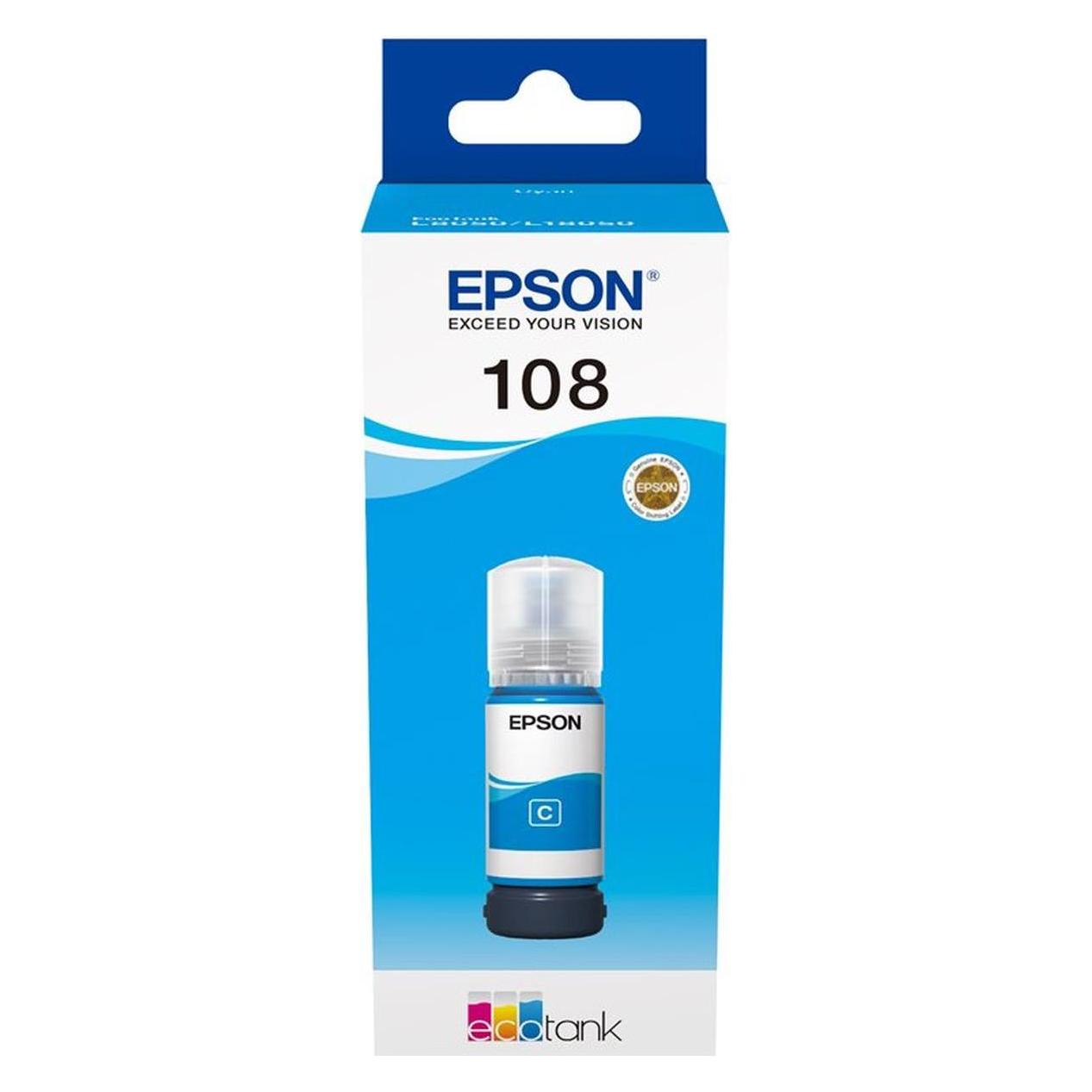 Epson Ink/108 EcoTank Cyan ink bottle (C) (C13T09C24A)