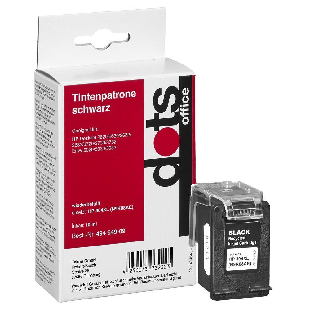 dots Druckerpatrone kompatibel zu HP 304XL (N9K08AE) schwarz pigmentiert 1759,4001-DOTS