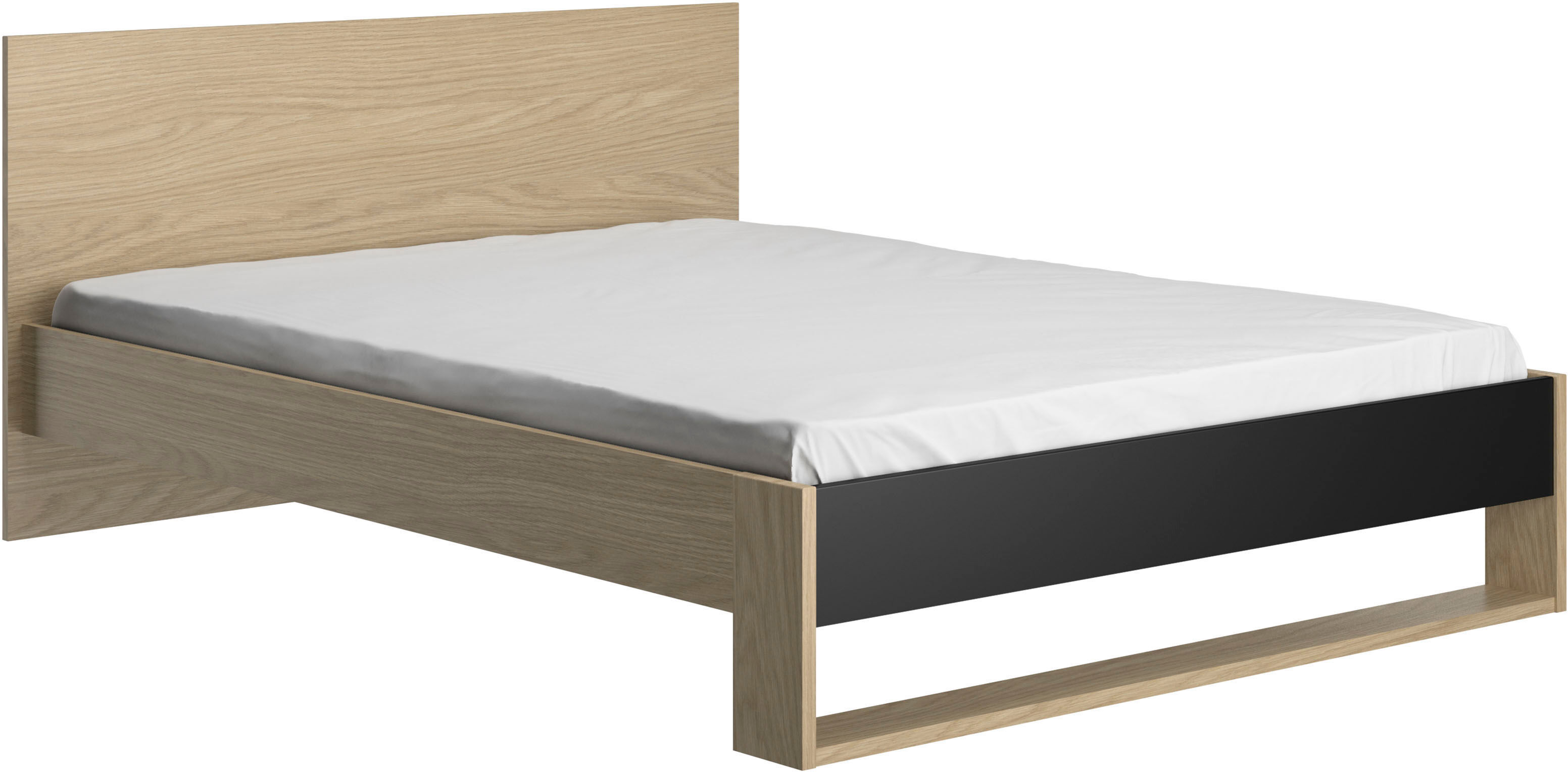 Schlafzimmer-Set GAMI "Schlafzimmer-Set Naël", braun (natur), Eiche Rookwood Nachbildung / Schwarz + ohne Matratze, B/H: 140cm x 200cm, Eiche Rookwood Nachbildung / Schwarz, Schlafzimmermöbel-Sets, Schlafzimmer-Set Naël