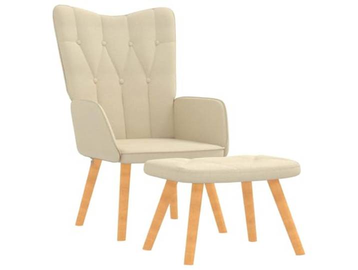 GHVBNMF Relaxsessel mit Hocker Creme Stoff Polstersessel Set Massivholz Eleganter Fernsehsessel mit Polsterhocker für Wohnzimmer und Schlafzimmer, dicke Schaumstoff-Füllung für hohen Komfort.