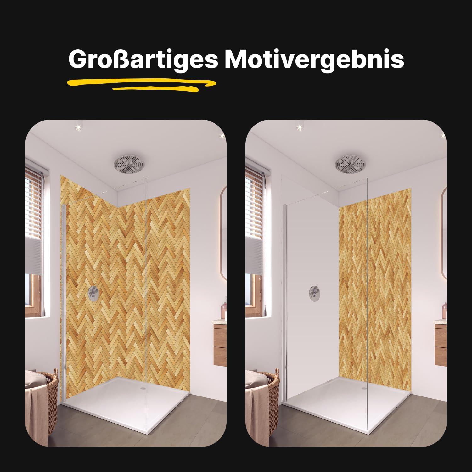 Duschrückwand - Wandverkleidung für Dusche aus Acryl 0,3 cm - 80 x 210 cm - Bräunliches Rechtecks Holzmuster