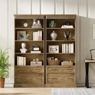 Bluebell 5-Shelf Bookcase with Drawers (Set of 2)