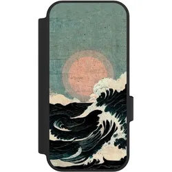 Nivocase Klapphülle für Google Pixel 10 Handyhülle aus Kunst Leder NIVOflip schwarz Kunst Meer Welle (Google Pixel 10), Smartphone Hülle, Schwarz