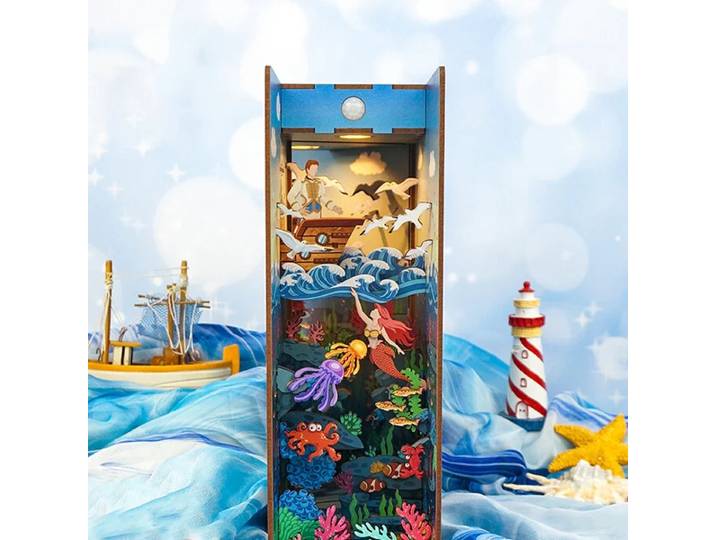 Nouveau bricolage coin livre étagère insérer serre-livres maison de poupée décorations pour la maison Kit de construction Miniature étagère en bois jouets cadeau de saint valentin