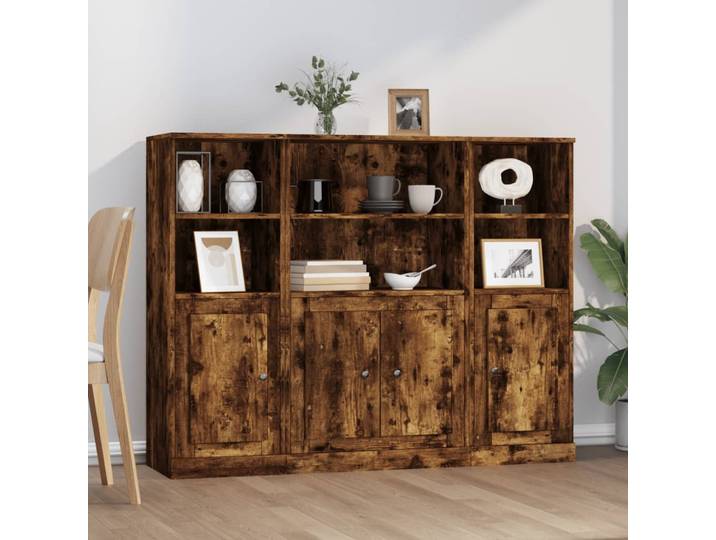 vidaXL Highboards 3 Stk. Räuchereiche Holzwerkstoff