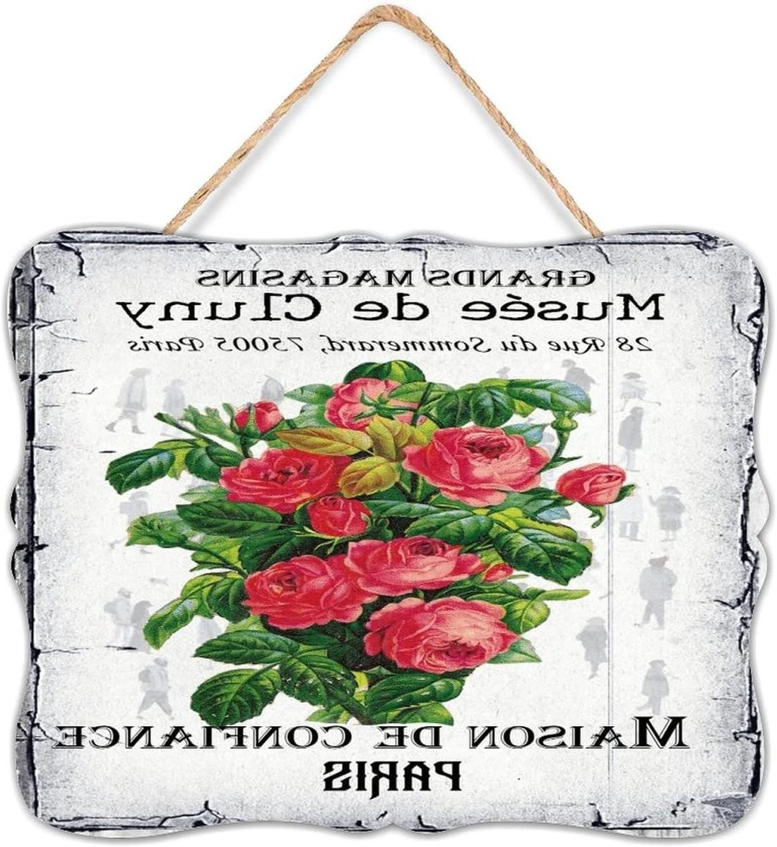 Houten Wanddecoratie Bloemboeket - Rustiek Plaquette - Roze - 20 x 25 cm