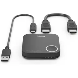 Hama Wireless-Display-Adapter, HDMI™, Full-HD 1080p, inkl. Kabel (30 m, HDMI 1), Wireless Transmitter, Schwarz