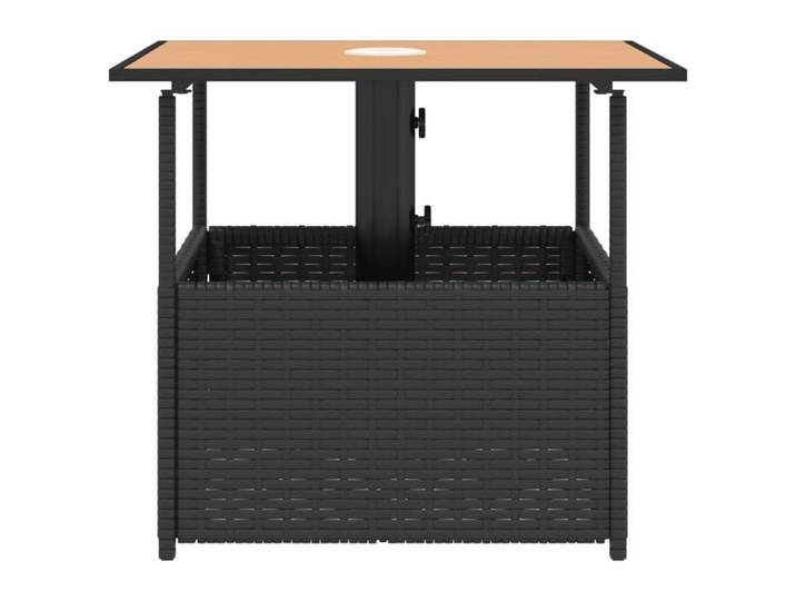 Table de jardin avec trou de parasol noir résine tressée_2 ans garantie_91005