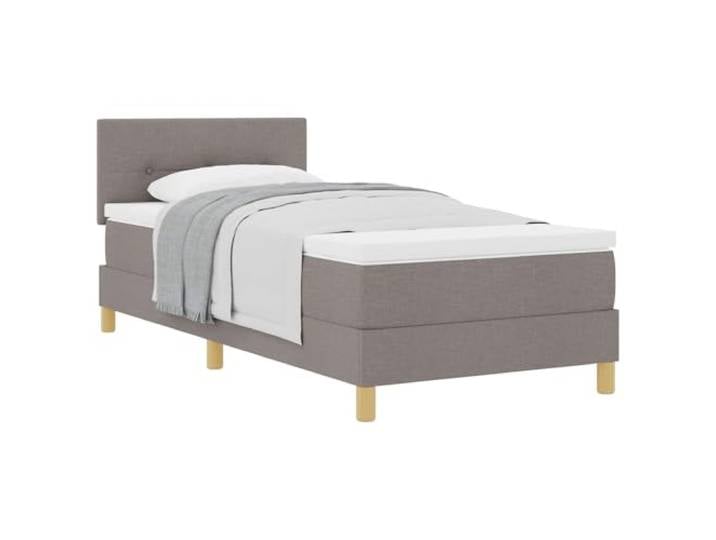 KTHLBRH Boxspringbett mit Kissen taupe 90 x 190 cm Stoff Taschenfedern, Kopfteil in 2 Höhen, Lattenrost aus Holz und Metall, stabile Füße, manuelle Verstellung