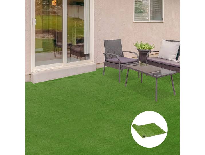 Outsunny Gazon Synthétique 3x1m Herbes Hautes Vert