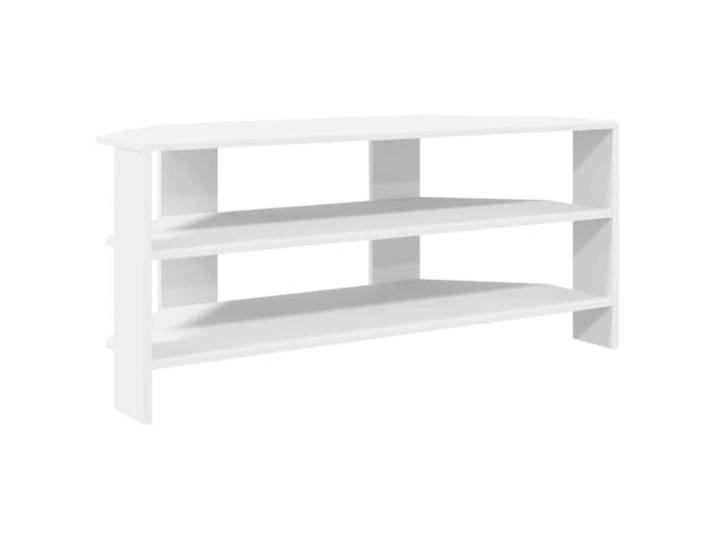 GKHPYURE Eck-TV-Schrank, weiß, 102 x 40,5 x 45 cm, Holz, mehrschichtig 2 Regale, mattes Finish, pflegeleicht, einfache Montage