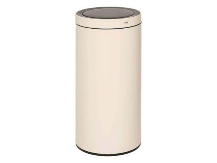 5 five simply smart 5five Delta Abfalleimer, rund, automatisch, 40 l, Metall, Beige, Bewegungserkennung, intelligent, energiesparend, einfache Reinigung, leiser Verschluss