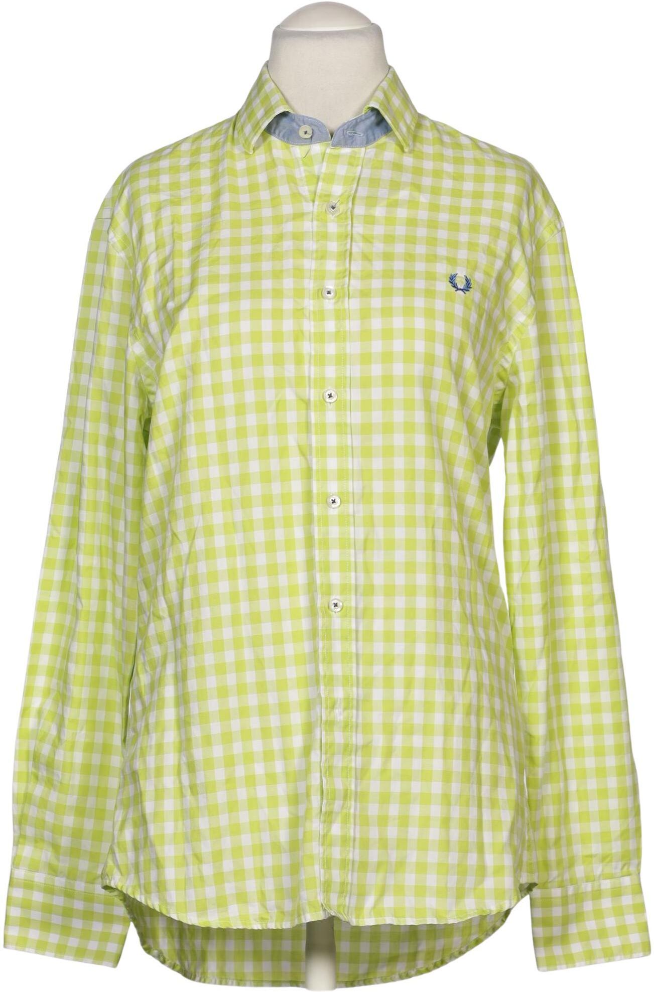 Fred Perry Herren Hemd, Hellgrün, Gr. L, Baumwolle - Second Hand