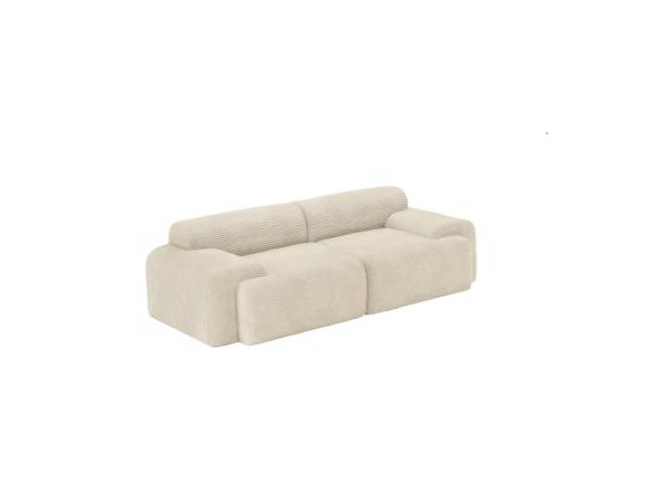 skølm Menja Cloud Couch aus Cord, 2-Sitzer, 2 Kissen, Vollschaumsofa Polstersofagarnitur, Beige, Vollschaumcouch mit Vakuum-Kompression, 310 cm breit, kein Aufbau erforderlich, Wohnzimmersofa