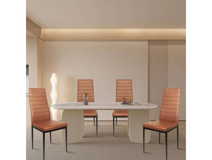 Chaises de salle à manger Horizontal Line - 6pcs - Marron - ALICIA-CHAISE