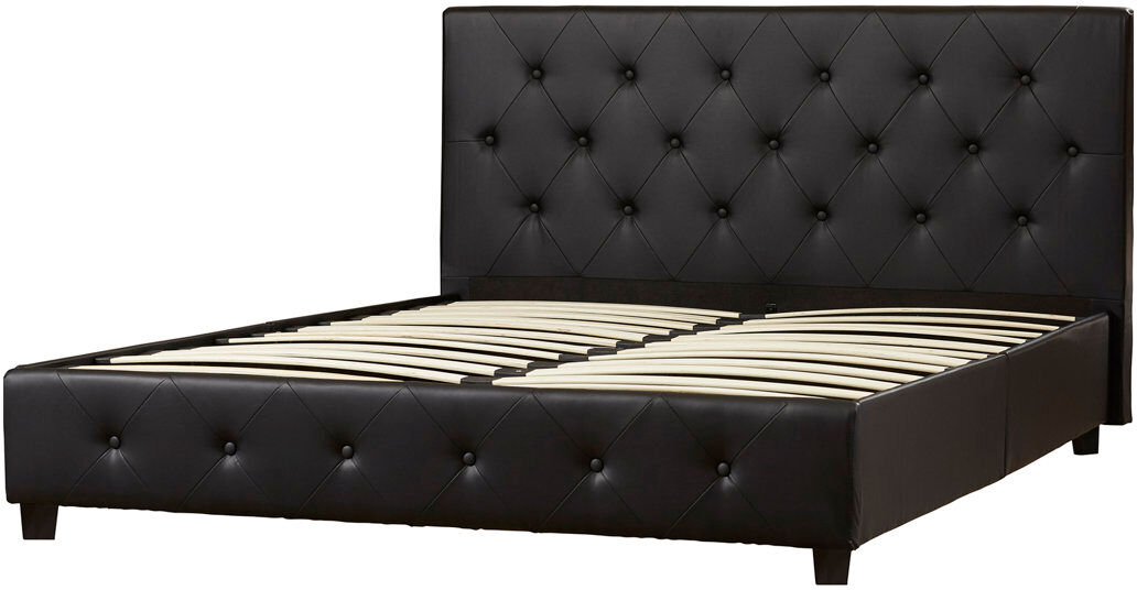 Blue Elephant Upholstered Faux Leather Bed Black Double (4'6)