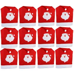 Novaliv, Möbelbezug + Möbelschutz, 12er Set Stuhlhussen Weihnachten I Rot I Weihnachtsmann I Stuhlbezug Weihnachten Deko (65 x 48 x 65 cm)