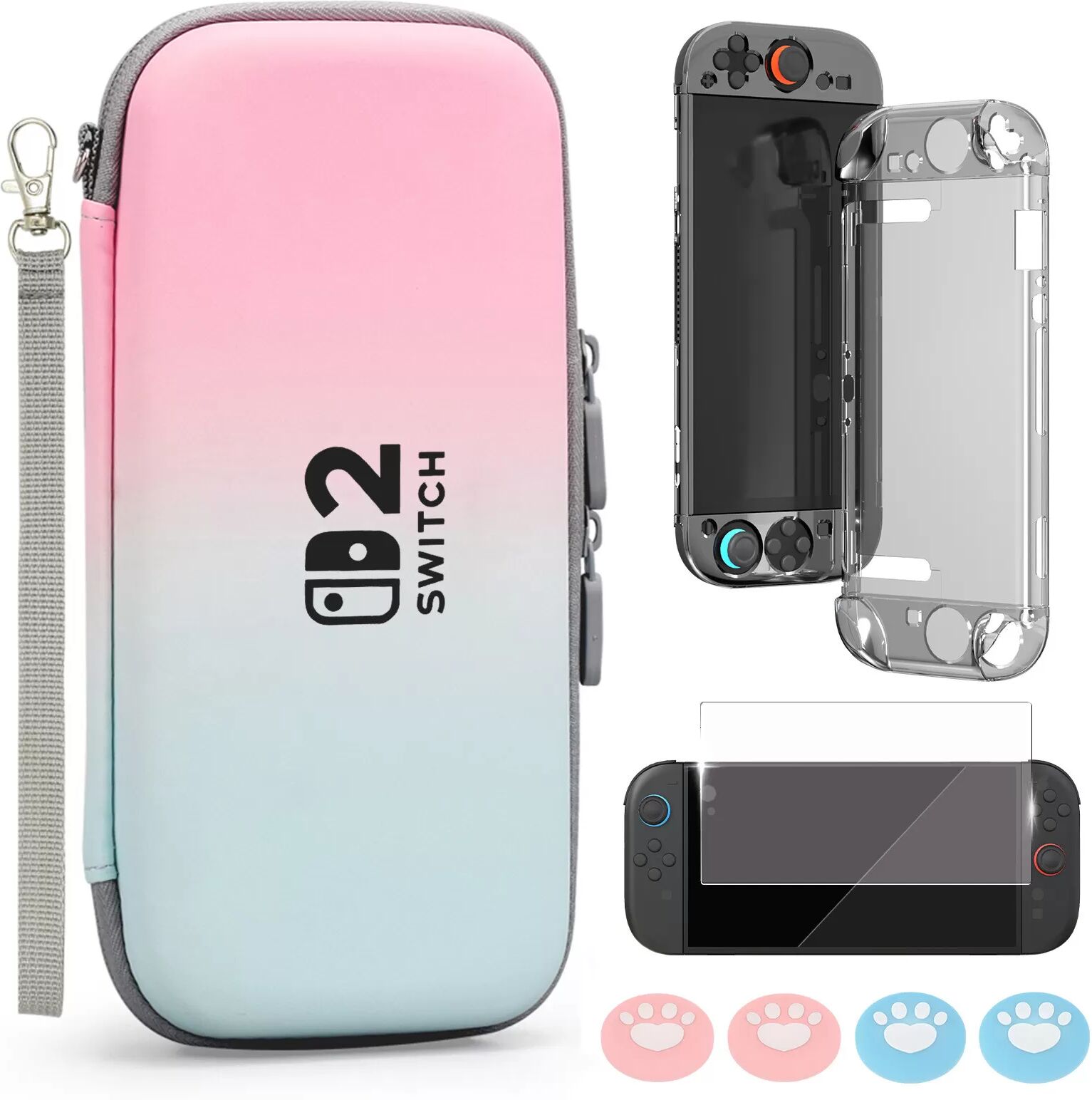 INF Ensemble de sacoche de transport pour Switch 2 Rose + Bleu