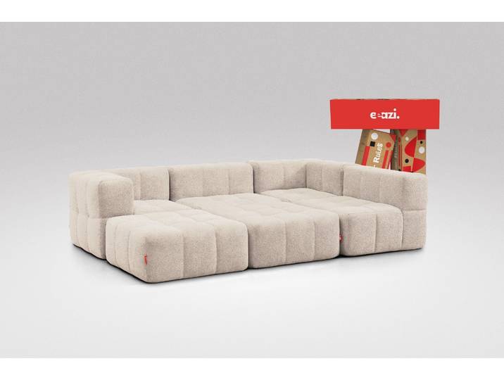 6-tlg. Modulsofa Beige – 2 Eckteile, 2 Mittelteile, 2 Hocker