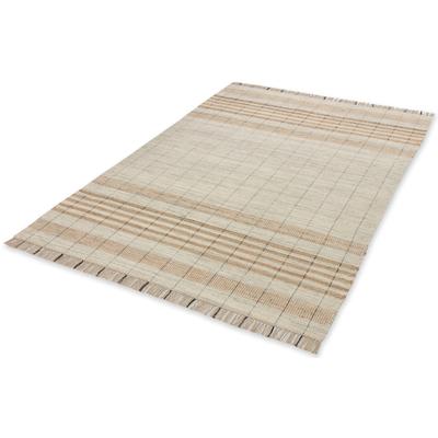 Teppich "Neria", beige (creme), B:160cm H:4mm L:230cm, Baumwolle, Jute, Wolle, SCHÖNER WOHNEN-KOLLEKTION, Teppiche, Teppich, Wolle/Baumwolle/Jute Mix, mit Fransen, Karo Muster, Wohnzimmer