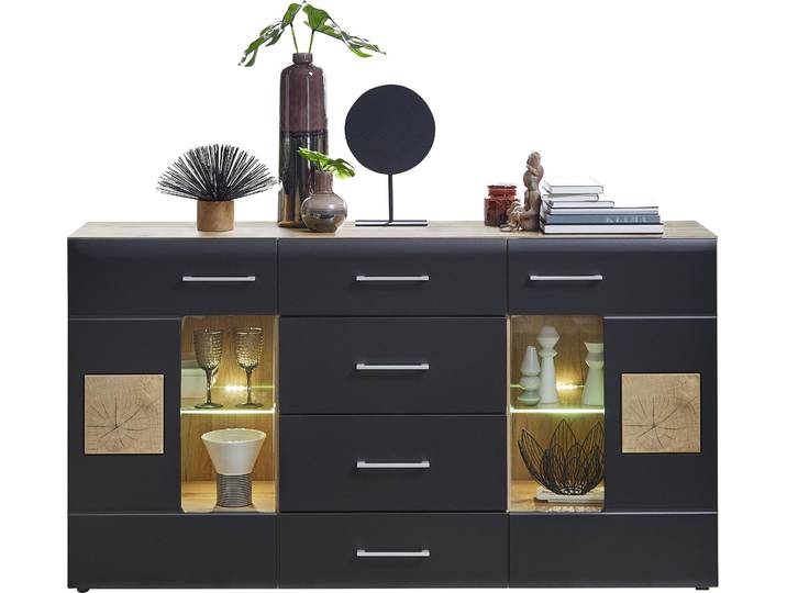 Mömax Sideboard Sonate Schwarz/Eichefarben