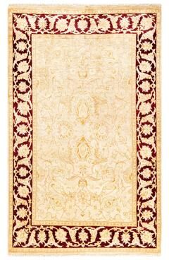Overton Hand Knotted Wool Contemporary Floral Ivory Area Rug - 4' x 6'
