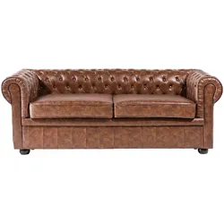 SOFA Kunstleder Goldbraun Chesterfield