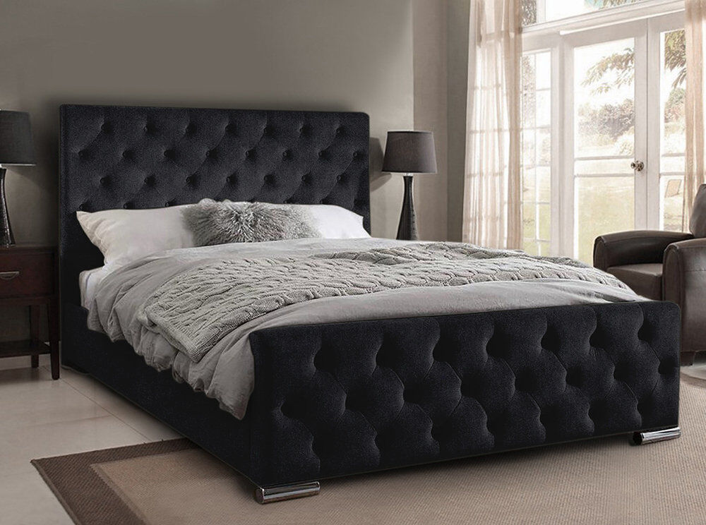Mercer41 Carlos Upholstered Bed Frame Black Double (4'6)