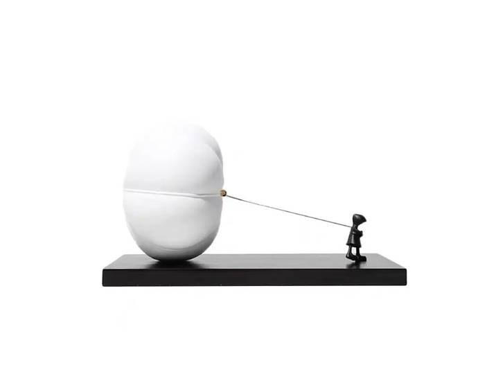 Sculpture abstraite en résine, artisanat, figurine de ballon en forme de bonhomme de dessin animé, sculpture de ballon citrouille, accessoires de décoration pour la maison