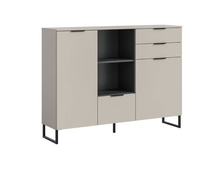 [en.casa] Buffet haut Noida cachemire et noir 150 x 37 x 112 cm